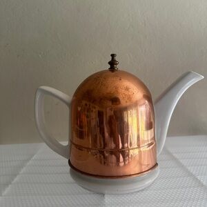 Copper and White Teapot